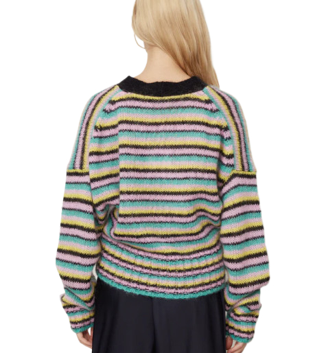 STRIPED MOHAIR CARDIGAN LAGOON