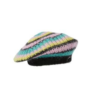 STRIPED MOHAIR BERET LAGOON