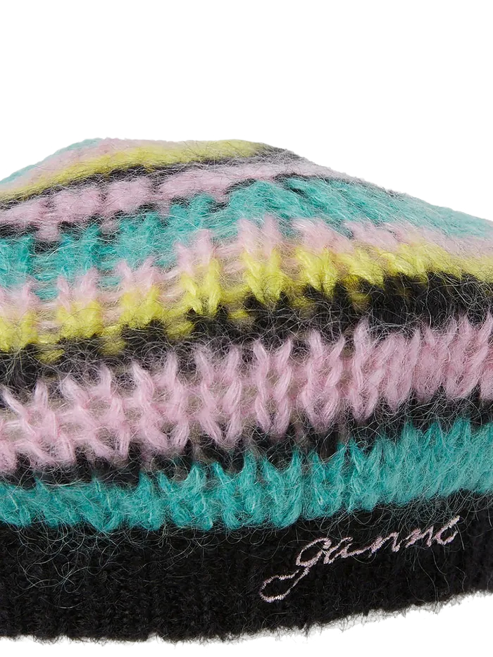 STRIPED MOHAIR BERET LAGOON