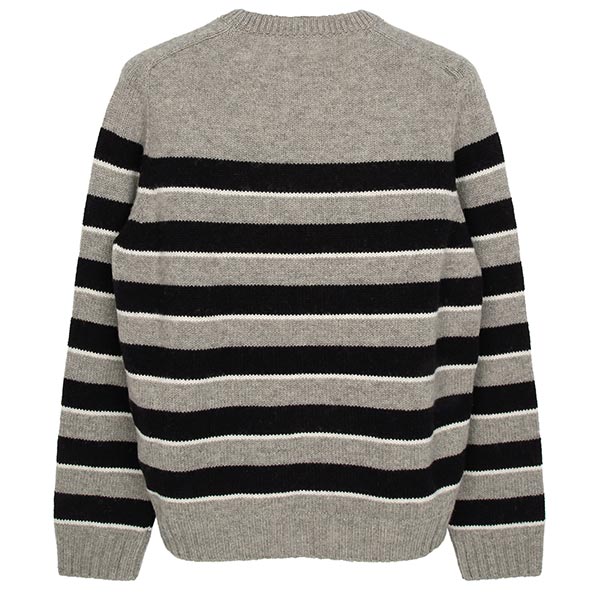 Light Gray Black Triope Striped Wool Sweater