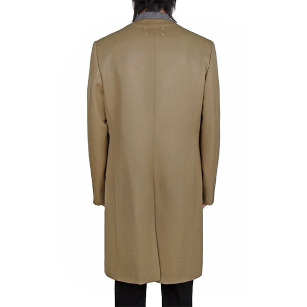 Camel cavalli stitch wool coat