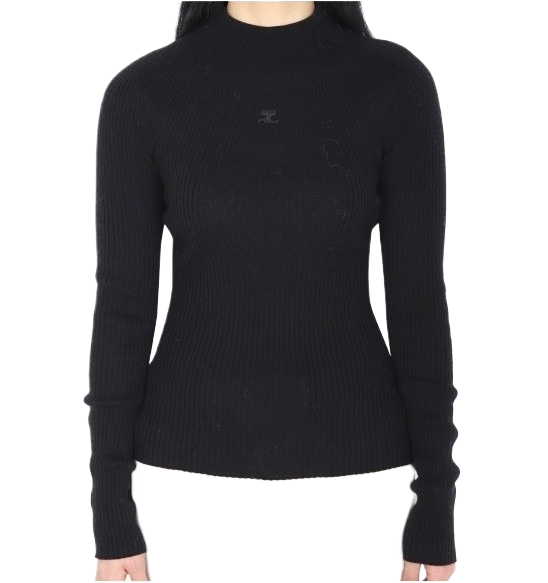 Solar Light Mock Neck Ribbed Sweater